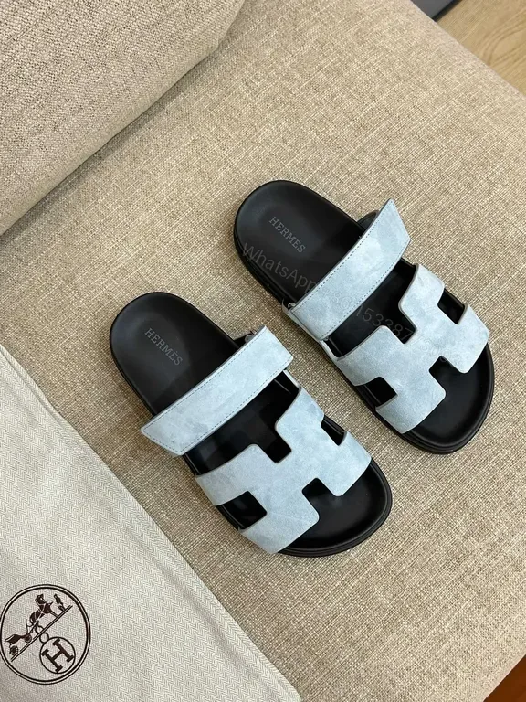View 1 of Chic Strappy Slides - Leather-Like, Signature â€œHâ€ Touch, All-Day Comfort