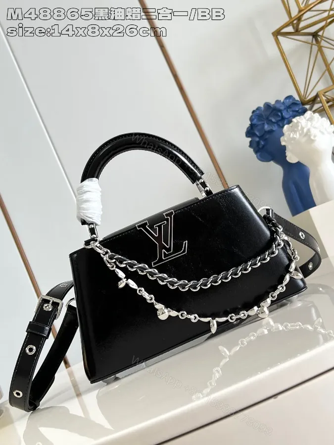 View 1 of Chic Glossy Chain Satchel: Black Patent, Luxe Edge