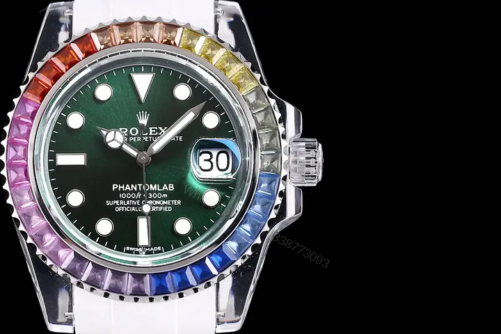View 1 of Rolex Submariner Date Sapphire Rainbow replica 40MM White Rubber Strap Edition RG-SUB-DATE-SAPPHIRE-RAINBOW-WHITE-RUBBER-40