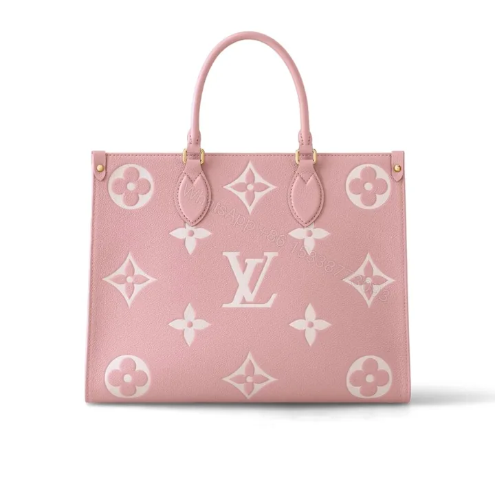 View 1 of Louis Vuitton Onthego MM Monogram Empreinte Leather Trianon Pink 33Cm M46286