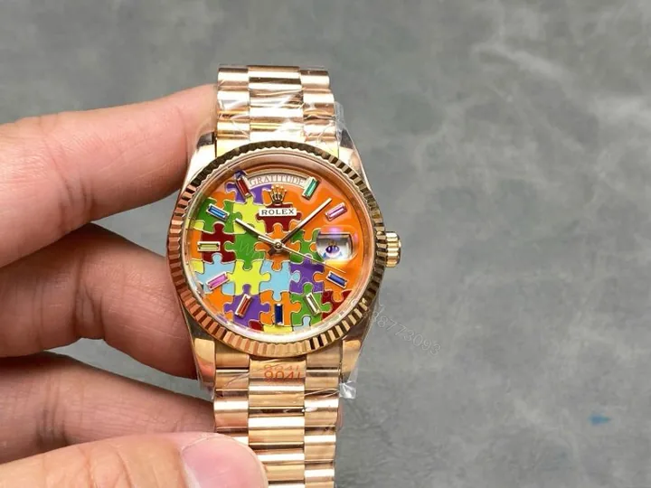 View 1 of Day-Date 36mm Super Clone 128235 Puzzle Emoji Jigsaw Motif Dial