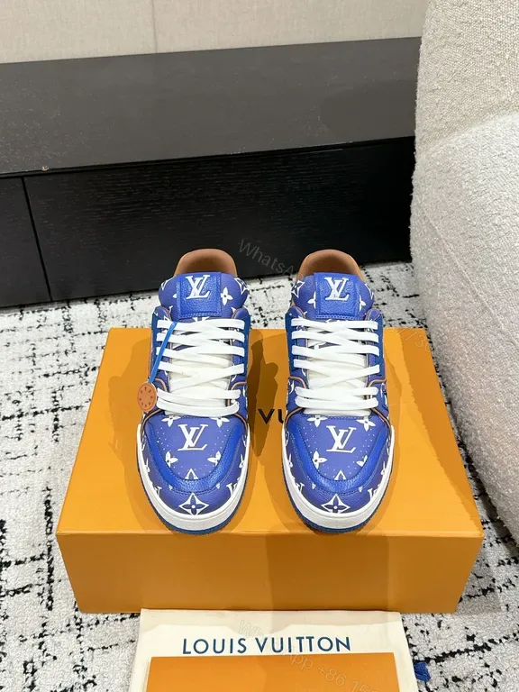 View 1 of Bold Electric Blue LV-Style Monogram High-Tops: All-Day Comfort