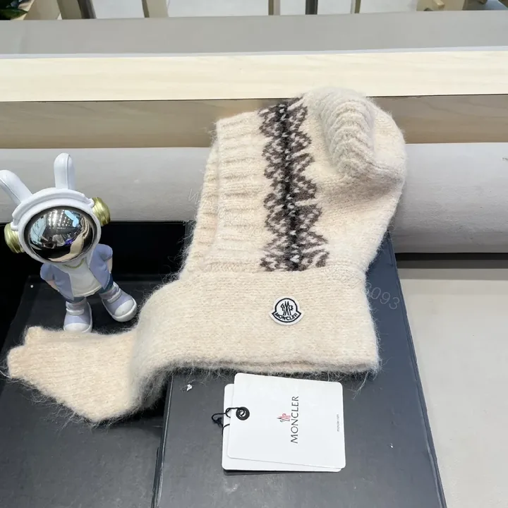 View 1 of Warm Wool Knit Scarf with Moncler Accent—Elevated Texture, All-Season Comfort