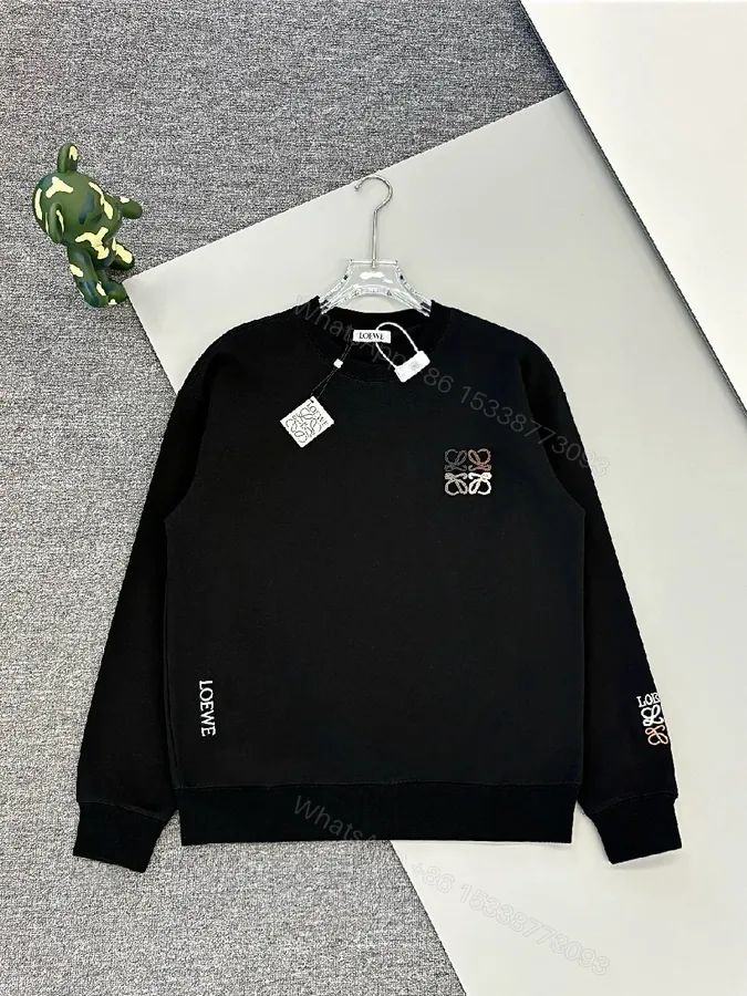 View 1 of Subtle Black Fleece Logo Sweatshirt, Luxe Casual