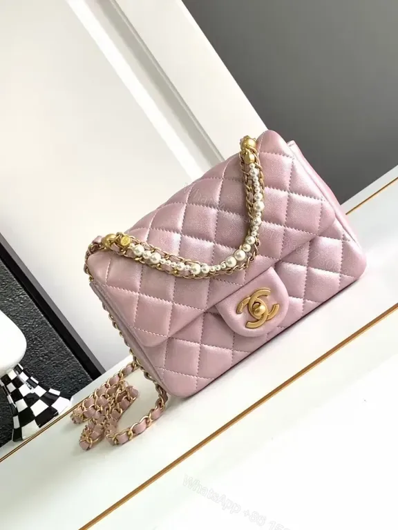 View 1 of Pastel Quilted Luxury Bag with Gold Chain â€” Mini Shoulder