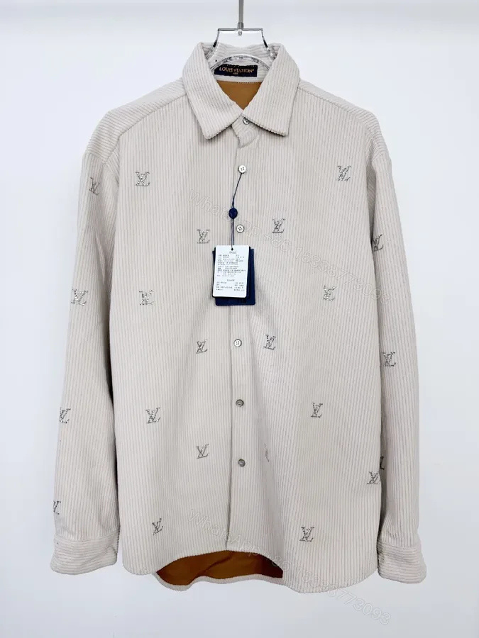 View 1 of Textured Corduroy Shirt — Subtle Monogram Luxury Shirt