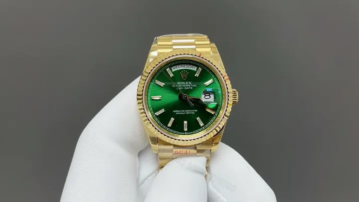 View 1 of Rolex Day-Date 36 Yellow Gold Fluted President Green Dial 118238-0419