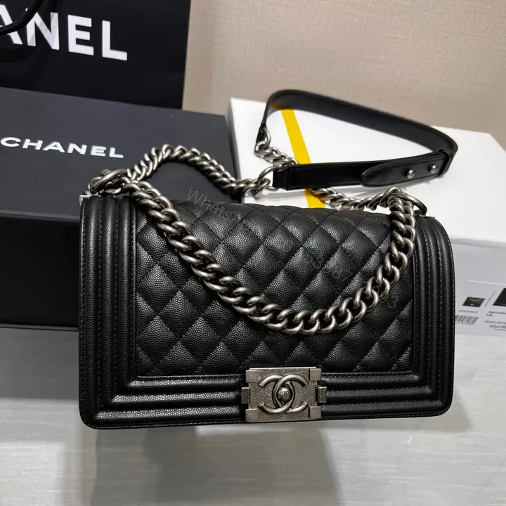 View 1 of Chanel Boy Black Sliver Hardware Woman’s 20cm