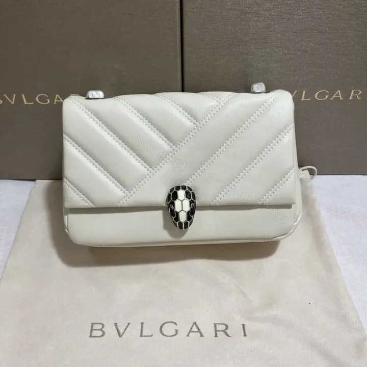 View 1 of Crisp White Leather Bag with Serpenti Clasp â€” BVLGARI Style