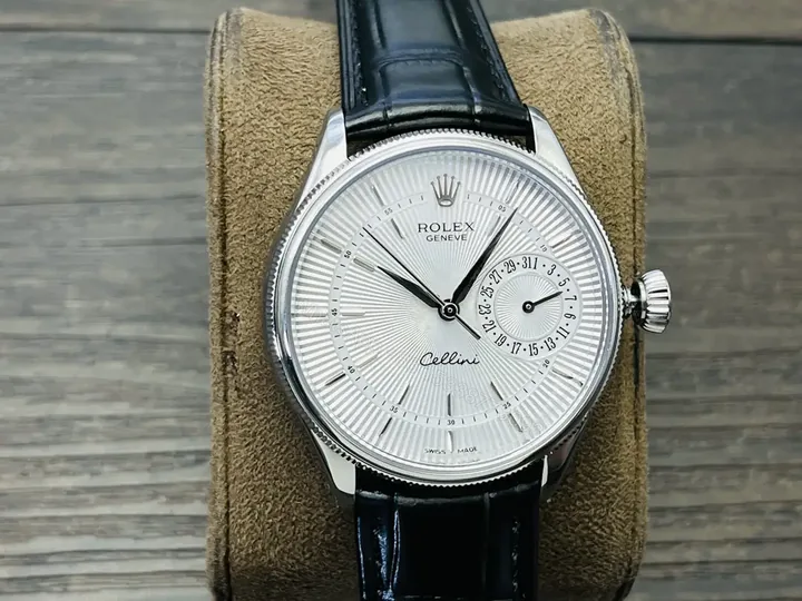 View 1 of Rolex Cellini Date 50519 39mm White Gold Black Dial Alligator Strap Watch 50519-014