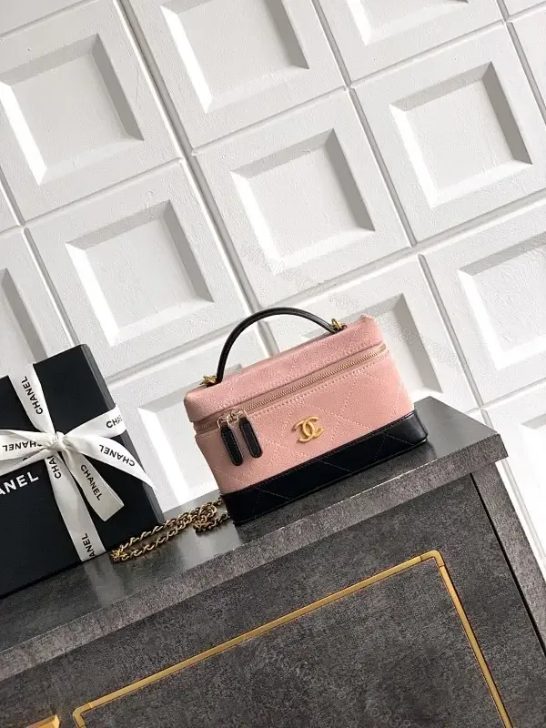 View 1 of Velvet Pink & Black Mini Crossbody: Luxe Two-Tone Chic