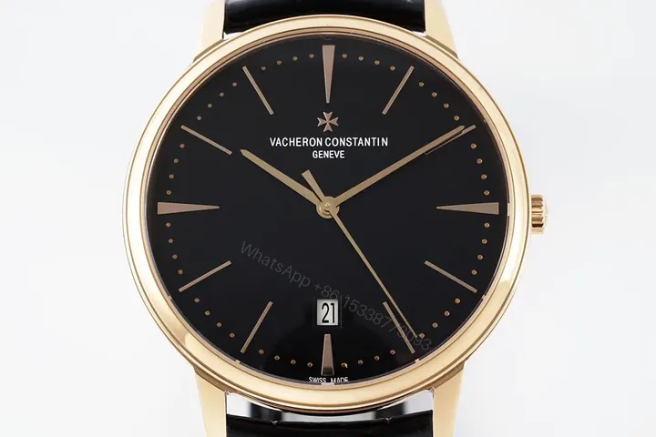 View 1 of PPF Factory Vacheron Constantin Patrimony 85180 Series Watch – Black Dial, Rose Gold Case, Black Leather Strap
