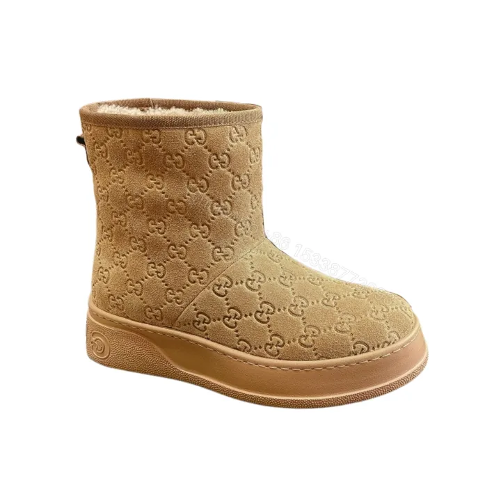 View 1 of GUCCI WOMEN’S BOOT GG SUEDE CANVAS BROWN