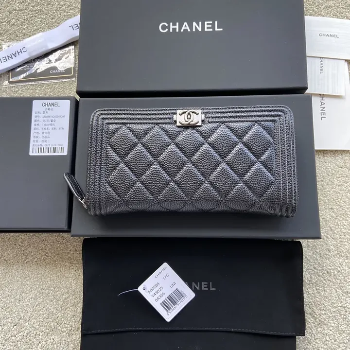 View 1 of Black Quilted Leather Wallet with CC hardware â€” Everyday Opulence