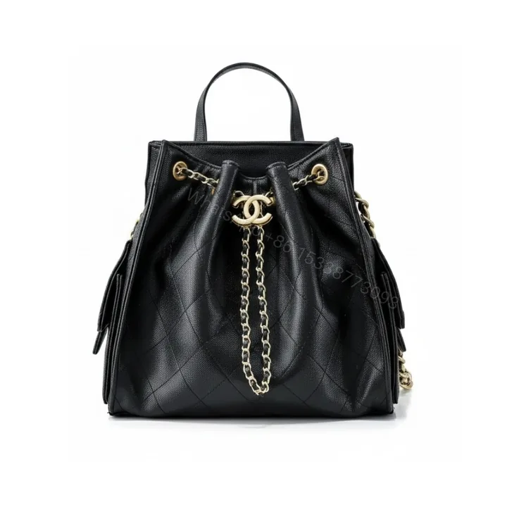 View 1 of Chanel 25 Medium Size Backpack Grain Effect And Gold Metal Black 23Cm As5600 B20304 94305
