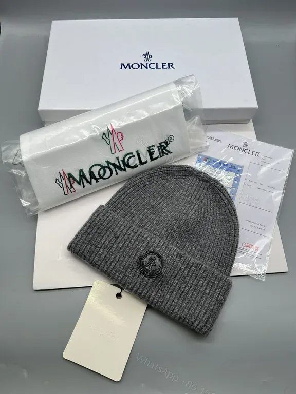 View 1 of Charcoal Moncler Knit Beanie â€“ Premium Rib Knit Cap