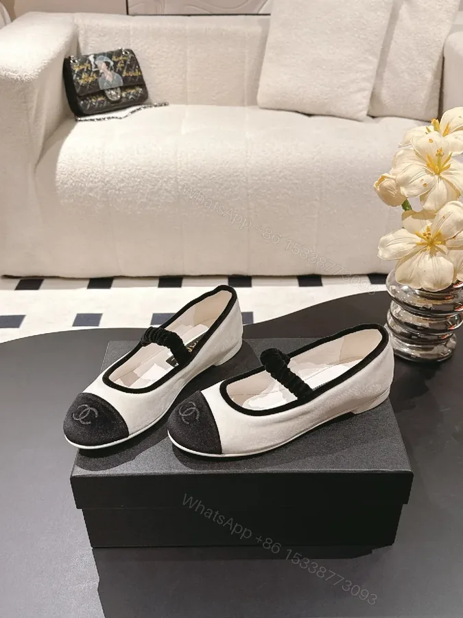 View 1 of Two-Tone Ballet Flats with Subtle Logo Embroidery, Slip-On Comfort