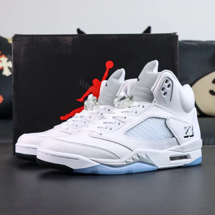 View 1 of Air Jordan 5 Retro White Metallic Reps