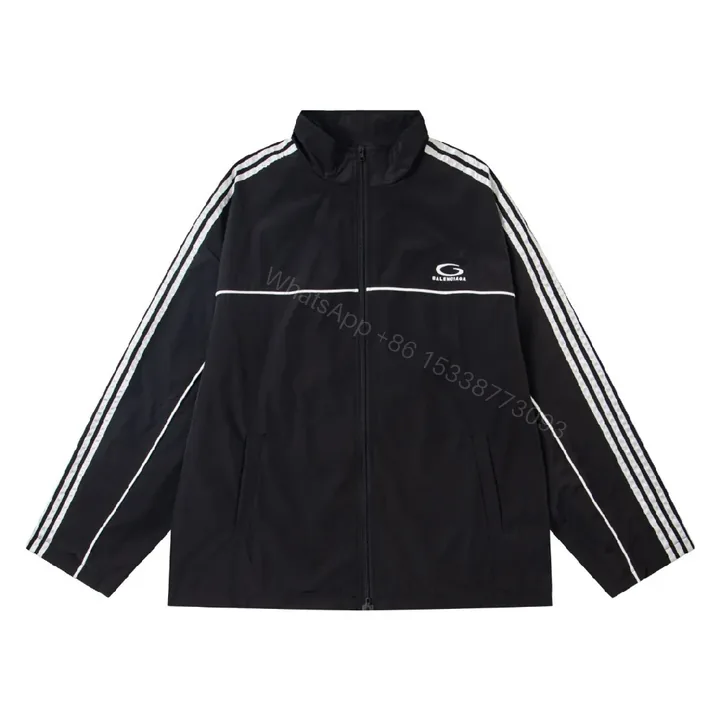 View 1 of Black + Windbreaker + Streetwear + Contrast piping + Windbreaker