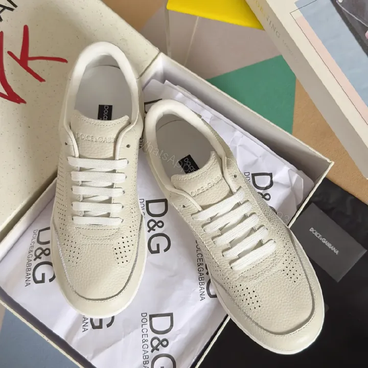 View 1 of Off-White Leather Sneaker: Minimalist, Perforated, Comfortable
