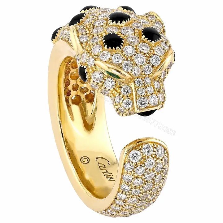 View 1 of 18k Gold Cartier Panthere Ring Pave Diamonds