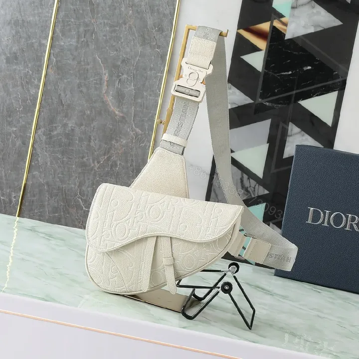 View 1 of Cream Textured Monogram Belt Bag - Minimalist, Versatile, Secure