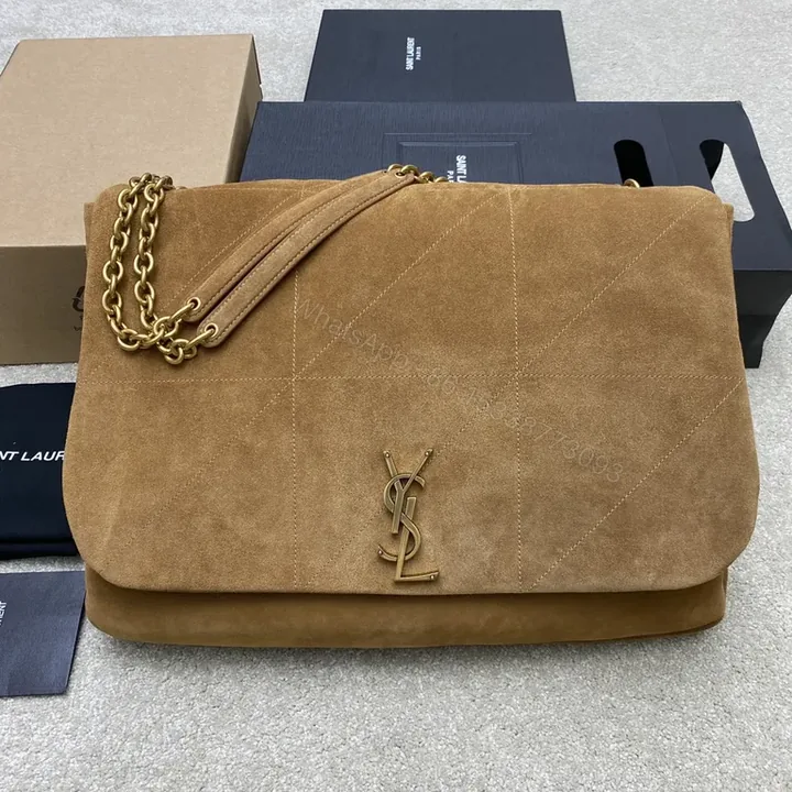 View 1 of Soft Suede Quilted Tote with Gold YSL Emblem â€” Everyday Luxury