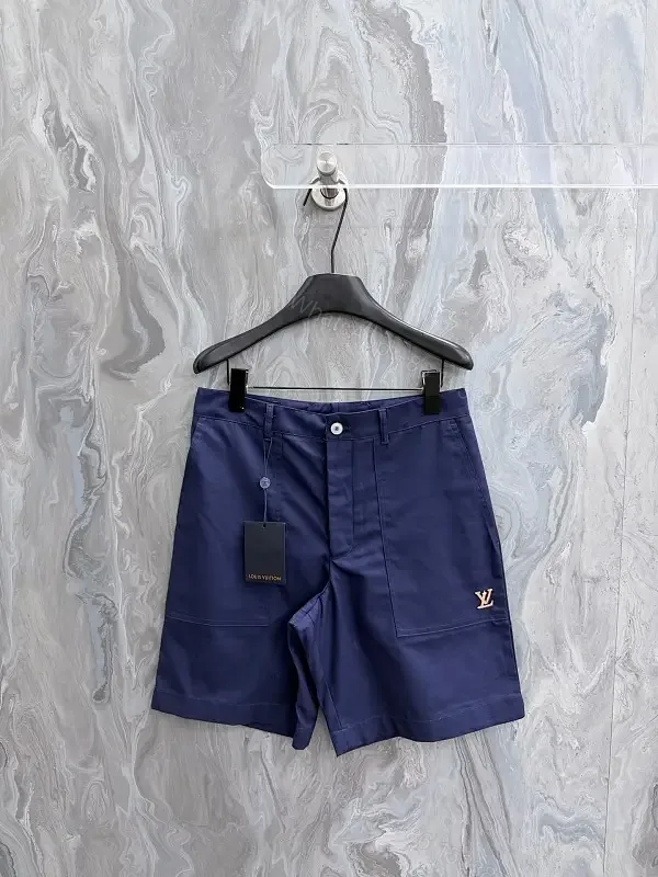 View 1 of Navy Cotton Shorts Casual Louis Vuitton-Style Key Feature Pocketed Short