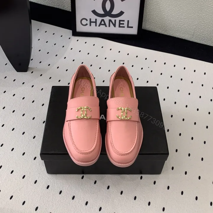View 1 of 高仿Chanel*24S系列G45663C牛皮革樂福鞋粉色3CM免檢版