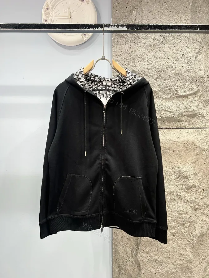 View 1 of Black Dragon-Pattern Lined Zip Hoodie - Everyday Luxe Streetwear