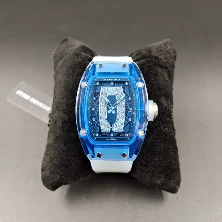 View 1 of Richard Mille RM07-02 Gemset Sapphire Automatic Watch Blue Sapphire Case White Strap CRMA5 Movement Premium Edition RM-RM07-02-GS-BLU-WHT