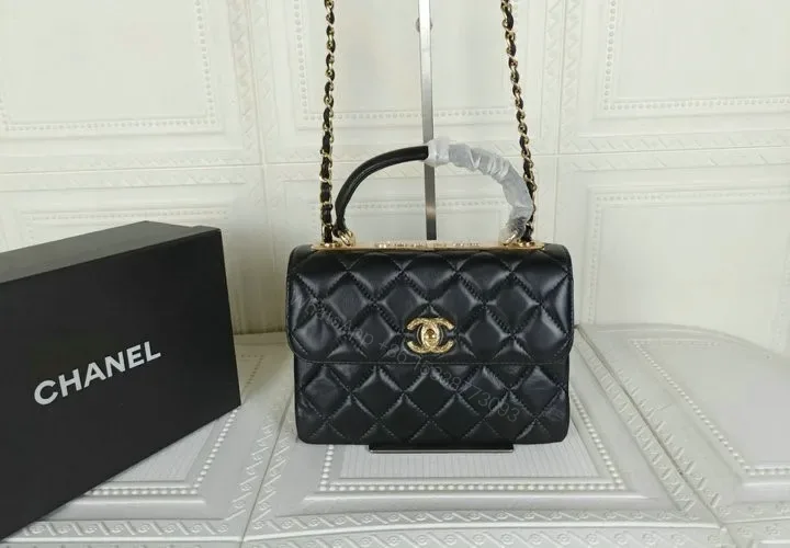 View 1 of Chanel Flap Bag with Top Handle – Lambskin & Gold-Tone Metal