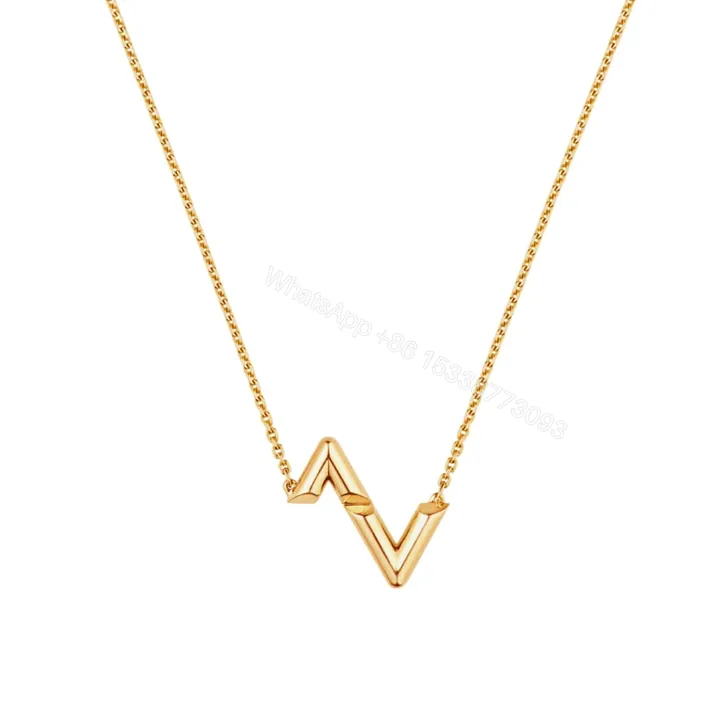 View 1 of LOUIS VUITTON VOLT UPSIDE DOWN PENDANT YELLOW GOLD NECKLACE Q93868