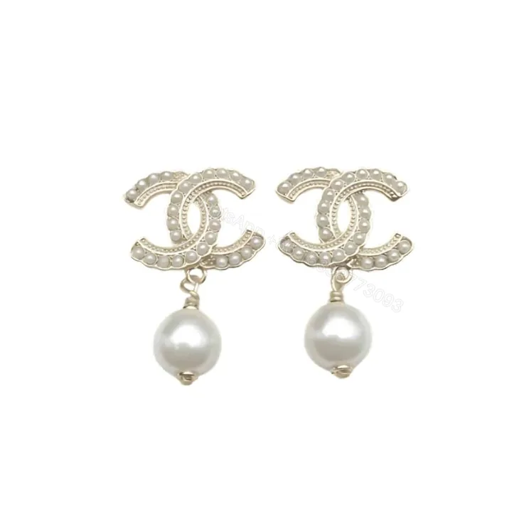 View 1 of Chanel CC Pearl Gold Earrings