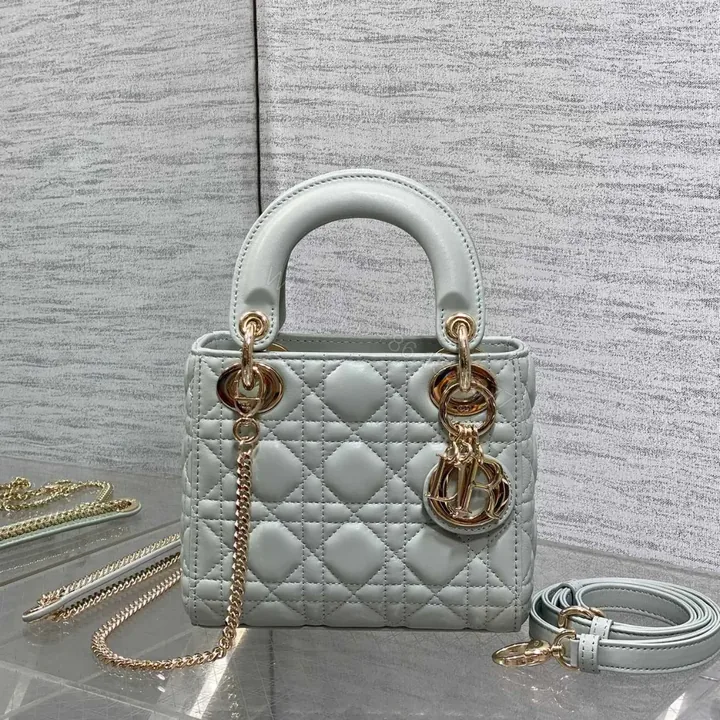View 1 of Dior Mini Lady Dior Bag in opaline gray