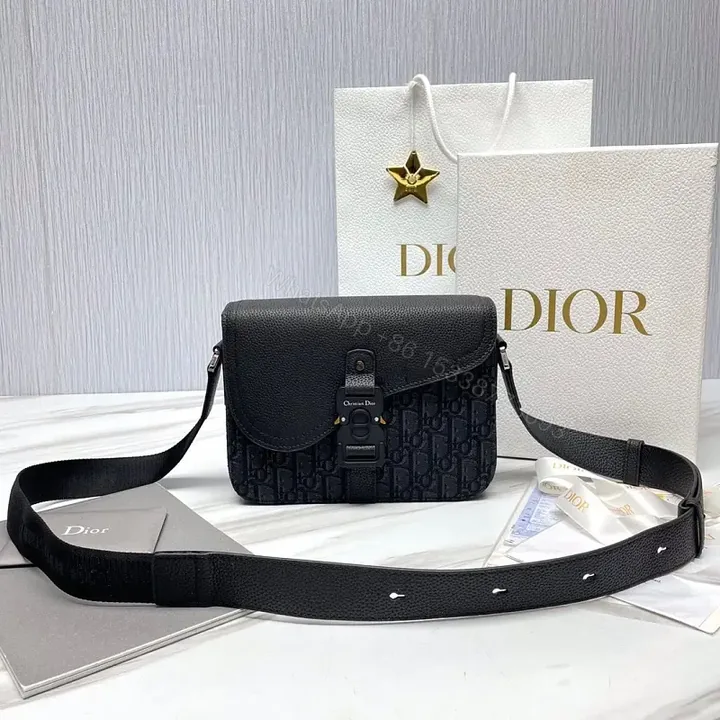 View 1 of Compact Dior Messenger Bag: Textured Leather, Structured Crossbody