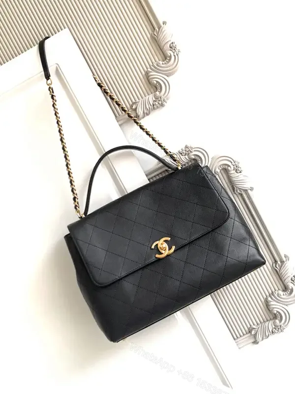 View 1 of Chic Quilted Flap Bag with Gold Hardware, Shoulder Style