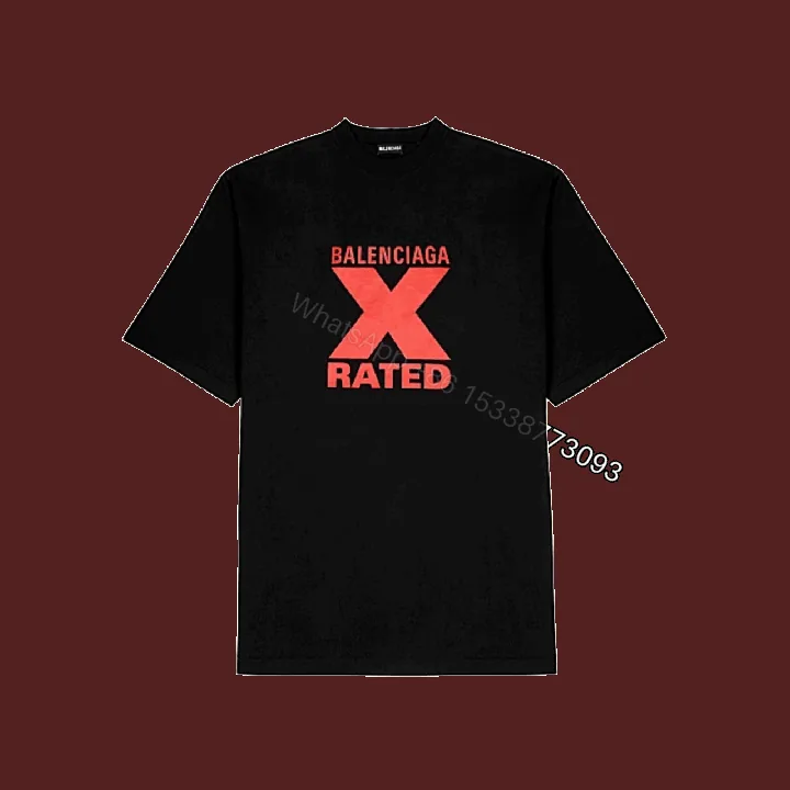 View 1 of BALENCIAGA X-RATED BLACK COTTON-JERSEY T-SHIRT – BB39