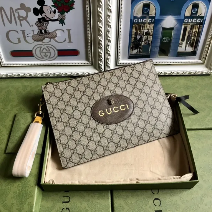 View 1 of Monogram Luxe: G GG Clutch in Leather Trim
