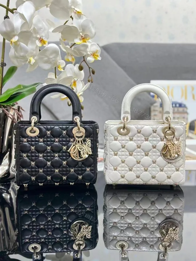 View 1 of Christian Dior Lady Dior Cannage Butterfly Studs Bag First Copy | AAA+ Replica