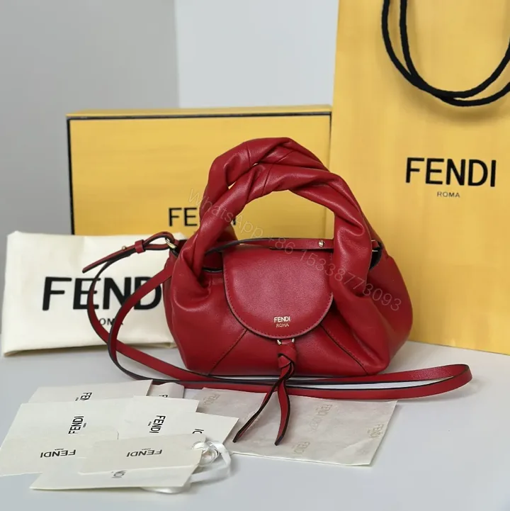 View 1 of Red Leather Knotted Mini Bag, Structured, Crossbody Ready