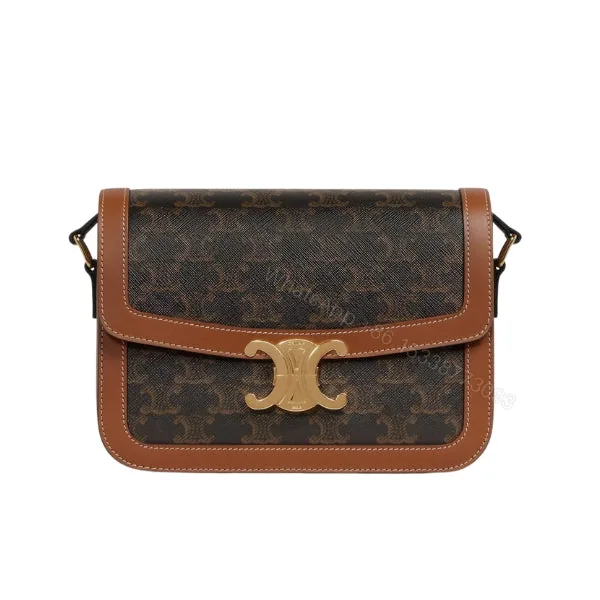 View 1 of CELINE CLASSIQUE TRIOMPHE BAG IN TRIOMPHE CANVAS AND CALFSKIN TAN 22CM 191242BZ404LU