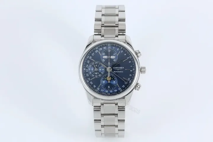 View 1 of Longines Master Collection Moonphase Eight Hand V4 Edition Silver Stainless Steel with Blue Dial
