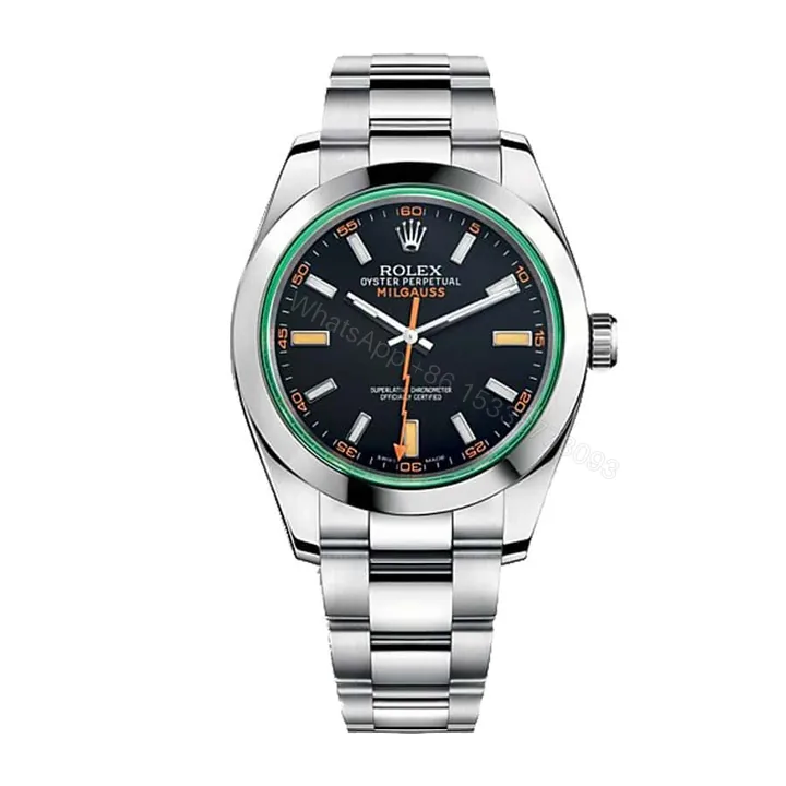 View 1 of Rolex Milgauss 116400GV Super Clone: Black Dial Green Crystal 40mm Oyster