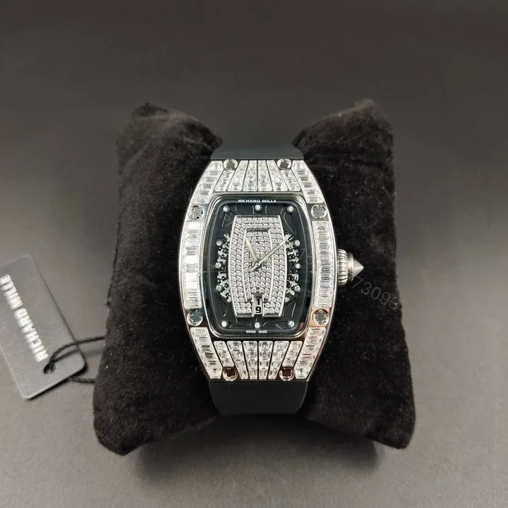 View 1 of Richard Mille RM007 Diamond Crown Ladies Watch Automatic Skeleton Diamond Dial Curved Bezel Premium Edition RM-RM007-DIA-LADY-AUTO