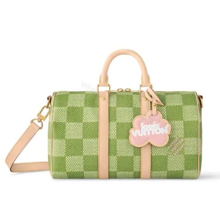 View 1 of Louis Vuitton Keepall Bandoulière Damier Canvas Green 35Cm N40671