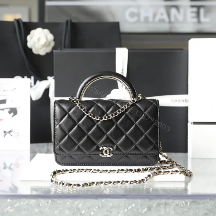 View 1 of Chanel Woc Handbags Lock Silver Mix Handle Leather 19x12cm