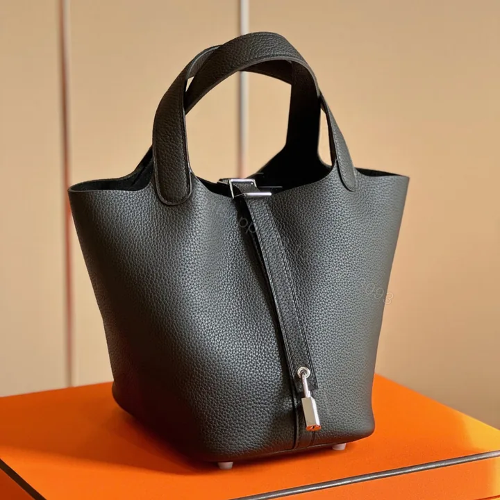 View 1 of Hermes Picotin 18 Black Togo Leather Sliver Hardware