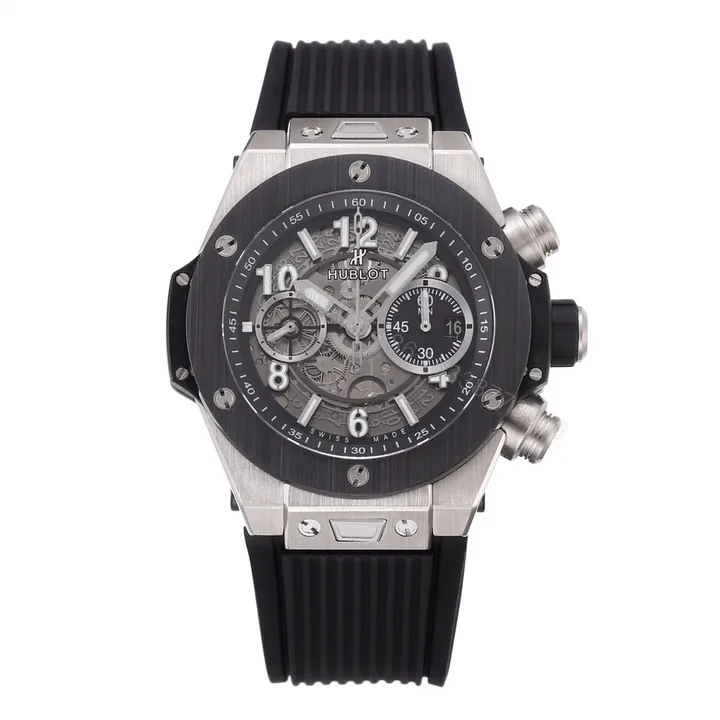View 1 of Hublot Big Bang Titanium Replica 44MM Premium Black Bezel Black Rubber Strap Edition RG-HUBLOT-BIGBANG-TITANIUM-44