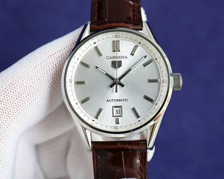 View 1 of TAG Heuer Carrera Calibre 5 39 Stainless Steel Silver Alligator WAR211B.FC6181